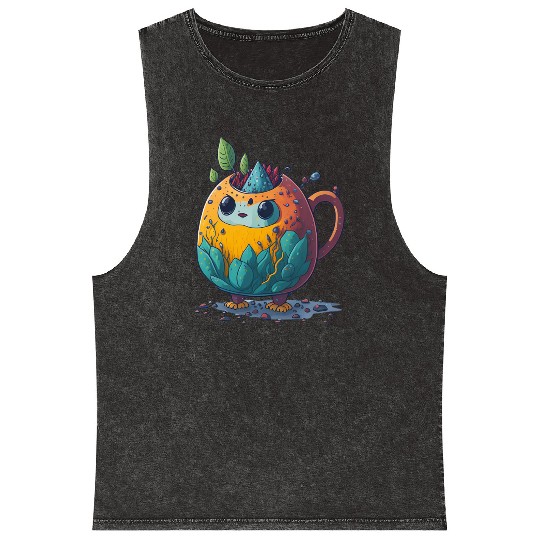 Colorful Tea Bot Mineral Wash Tank Tops