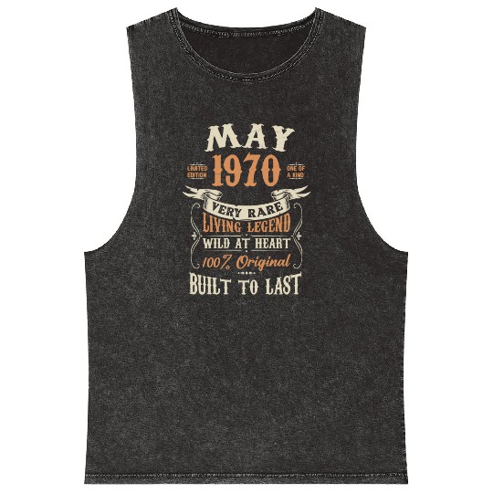 May 1970 Birthday Surprise Mineral Wash Tank Tops