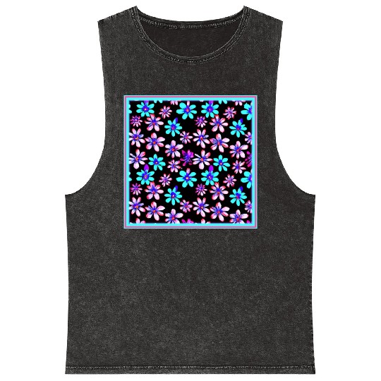 Neon Flower Patterns Art. Buy Now Mineral Wash Tank Tops