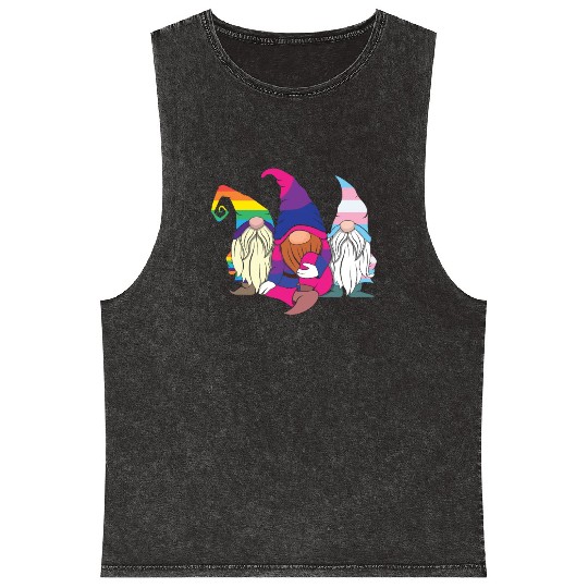 Gnomes Elf LGBTQ Rainbow LGBT Pride Month Mineral Wash Tank Tops