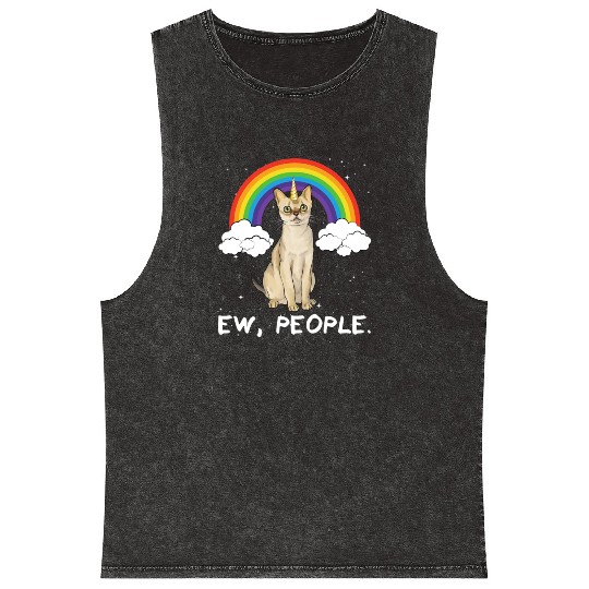 Rainbow Singapura Ew People Unicorn Cat Mineral Wash Tank Tops