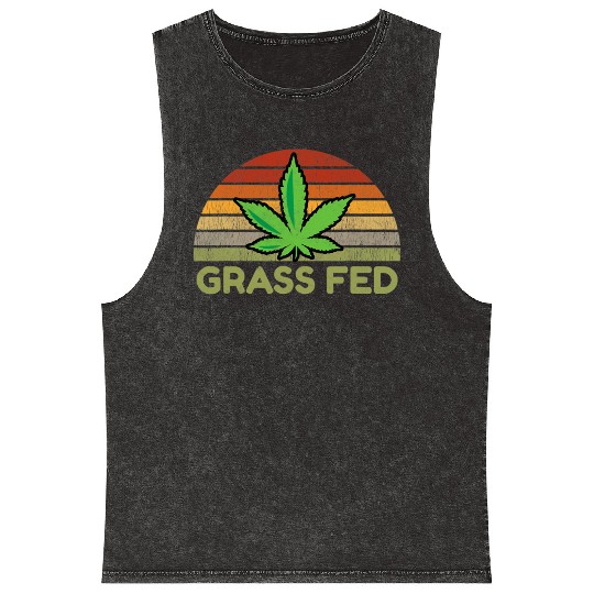 Grass Fed Hemp Farmer Weed Cannabis Marijuana Mineral Wash Tank Tops
