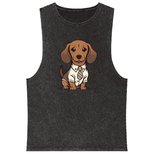 Dachshund Mineral Wash Tank Tops