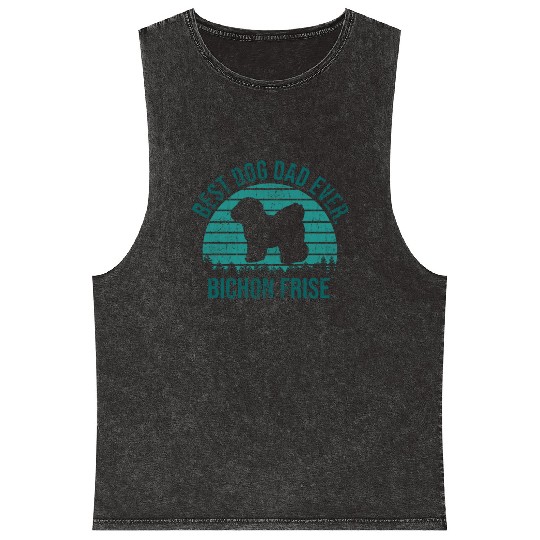 Best Dog Dad Ever Bichon Frise Dog Gift for Men Mineral Wash Tank Tops