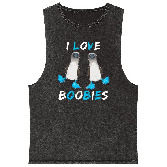 I Love Boobies Funny Booby Bird Mineral Wash Tank Tops
