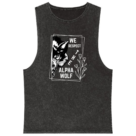 We Respect The Alpha Wolf Mineral Wash Tank Tops