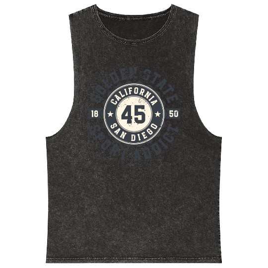 California Golden State San Diego Sport Addict Mineral Wash Tank Tops