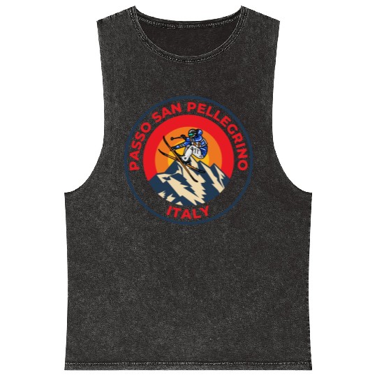 Skiing in Passo San Pellegrino Italy Sunset Mineral Wash Tank Tops