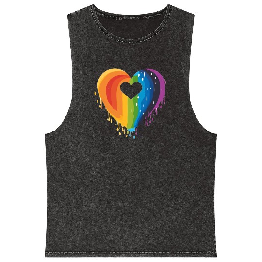 LGBTQ+ Allies: Rainbow Heart, Celebrating Mineral Wash Tank Tops
