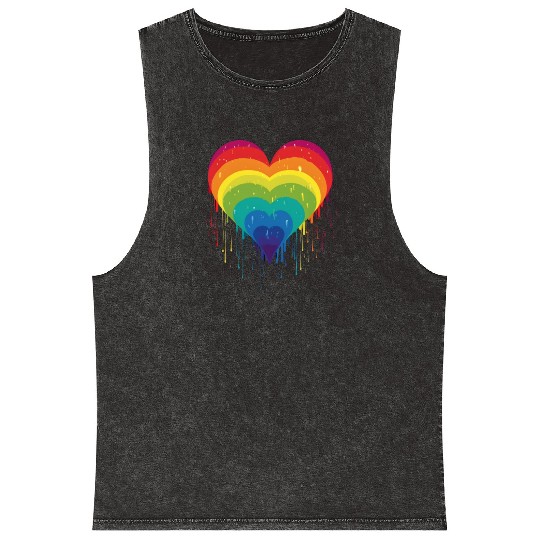 Queer & Loving It: LGBT Rainbow Heart, Supporting Mineral Wash Tank Tops