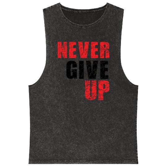never give up Mineral Wash Tank Tops