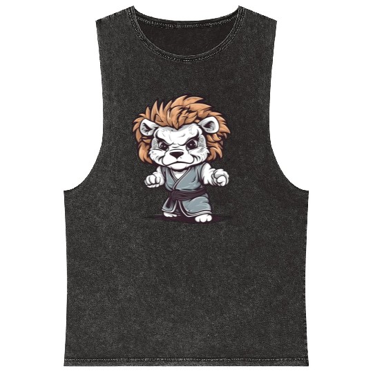 Karate Kitty Mineral Wash Tank Tops