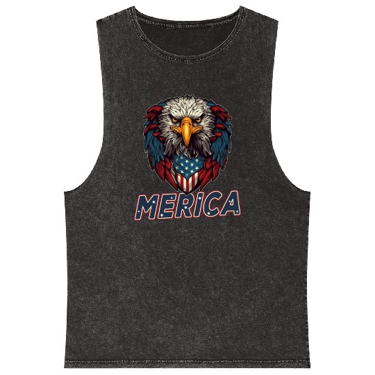 Proud American Independence Day Freedom Mineral Wash Tank Tops