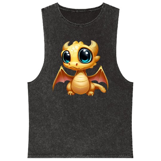 CUTE DRAGON MEDIEVAL PETS LIZARD GECKO ANIMALS Mineral Wash Tank Tops