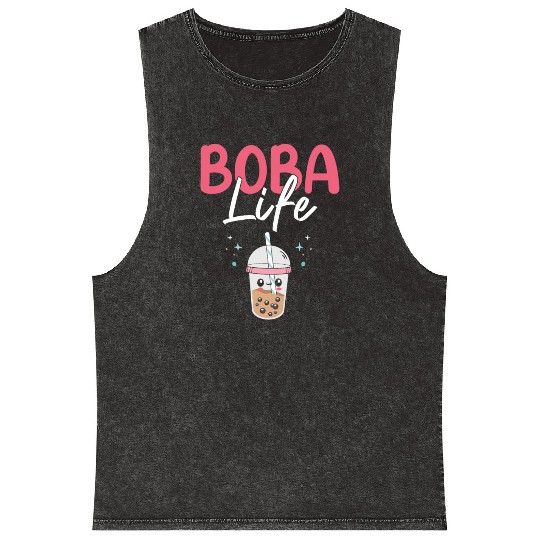 Boba Life Bubble Tea Lover Boba Tea Drinker Korean Mineral Wash Tank Tops