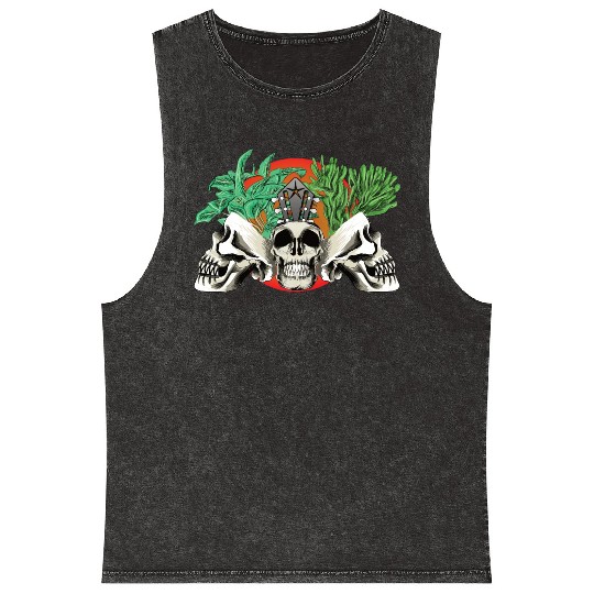 Skull Plant of the blood moon night light Mineral Wash Tank Tops