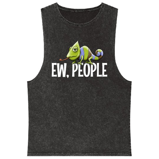 Ew People Grumpy Chameleon Lovers Sarcastic Joke Mineral Wash Tank Tops