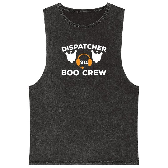 Funny Dispatcher 911 Boo Crew Spooky Halloween Mineral Wash Tank Tops