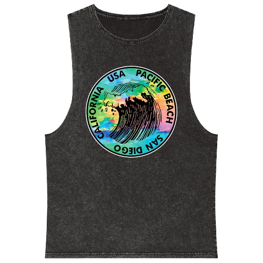 Surf Pacific Beach California San Diego Surfing Su Mineral Wash Tank Tops