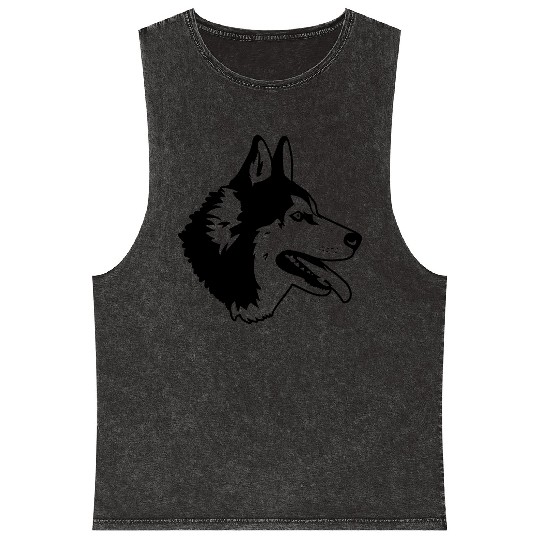 husky dog Mineral Wash Tank Tops