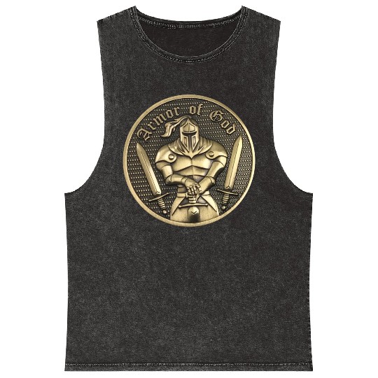 Armor of god christian knight Mineral Wash Tank Tops