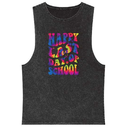 happy last day of school Teacher Women friend Gift Mineral Wash Tank Tops