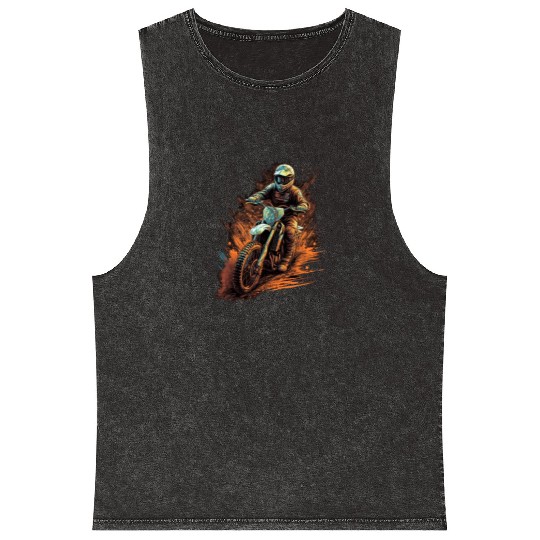 Dirt Bike Offroad Riding Motocross Biker Mineral Wash Tank Tops