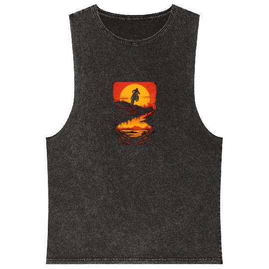 Dirt Bike Jumping Dirt Mound Motorcycle Biker Mineral Wash Tank Tops
