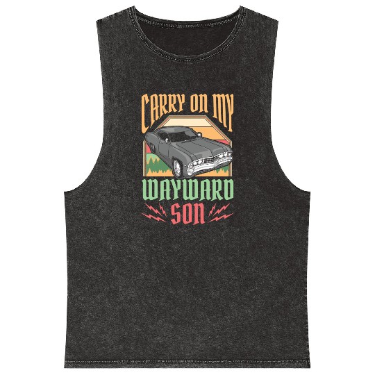 Carry On My Wayward Son Supernatural Mineral Wash Tank Tops