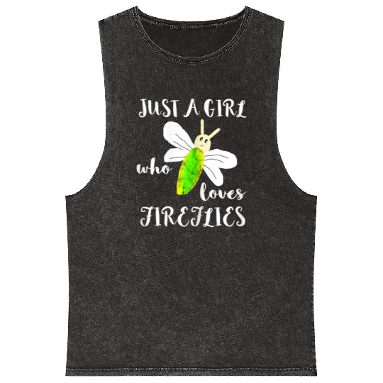 Just A Girl Who Loves Fireflies Lightning Bugs Mineral Wash Tank Tops