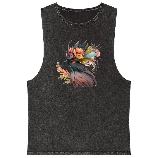 Cute Bird Of Paradise Bird Flower Crown Pet Birds Mineral Wash Tank Tops