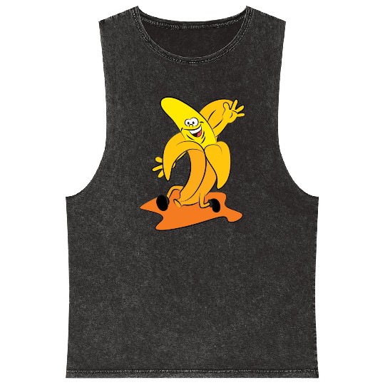 funny running banana Mineral Wash Tank Tops