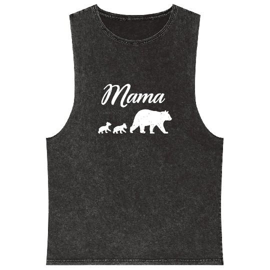 Mama Bear - With Two Cubs Twin Mom Mother's Day Gi Mineral Wash Tank Tops