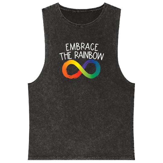 Embrace The Rainbow Infinity Autism Neurodiversity Mineral Wash Tank Tops