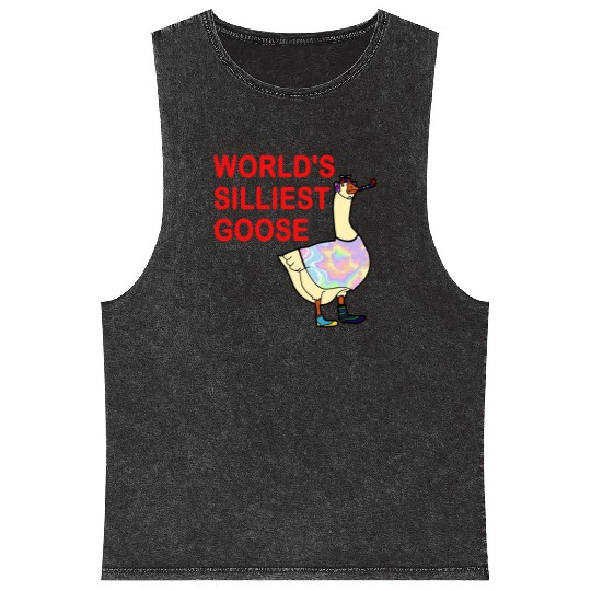 World's Silliest Goose Mineral Wash Tank Tops