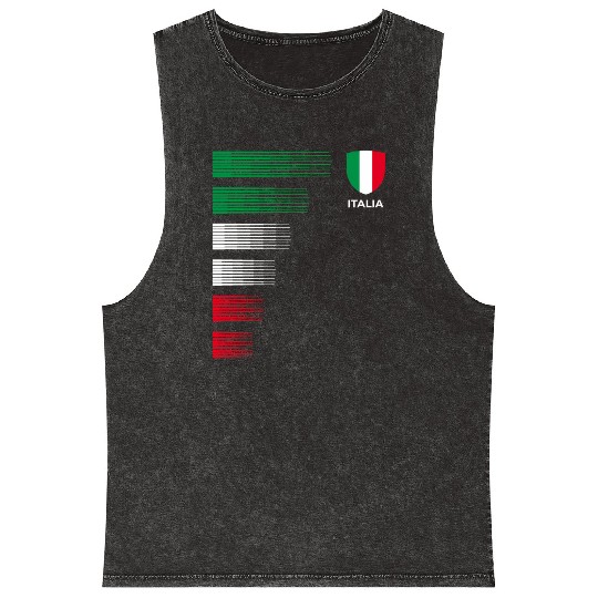 Italia Italy Flag Emblem Italian Pride Ancestry He Mineral Wash Tank Tops