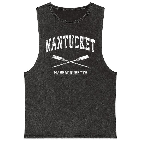 Nantucket Massachusetts Nautical Crossed Oars Mineral Wash Tank Tops