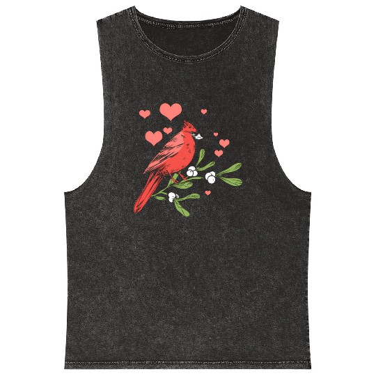 Bird Bird Watching Bird Watcher Birder Heart Cardi Mineral Wash Tank Tops