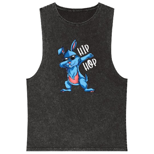 Hip Hop Dabbing Bunny Easter Day Mineral Wash Tank Tops