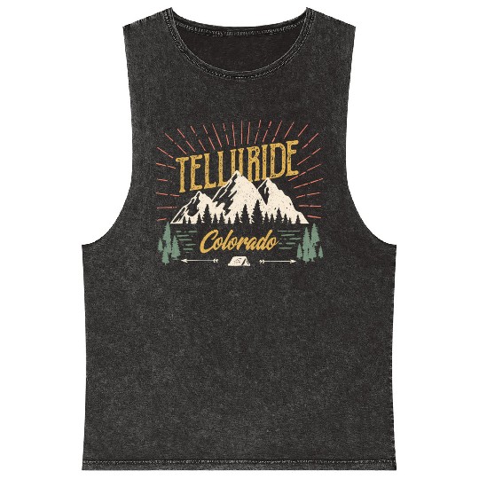 Telluride Colorado Mountain 80S Style Mineral Wash Tank Tops