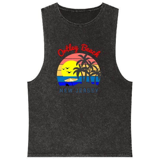 Ortley Beach New Jersey Beach Sunset Mineral Wash Tank Tops
