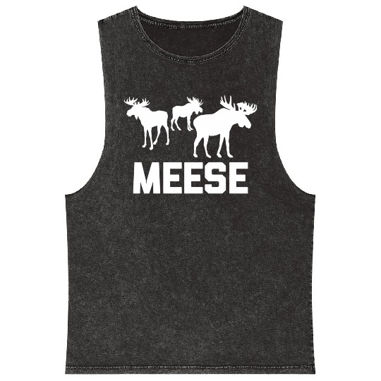 Meese Saying Deer Hunting Moose Mineral Wash Tank Tops