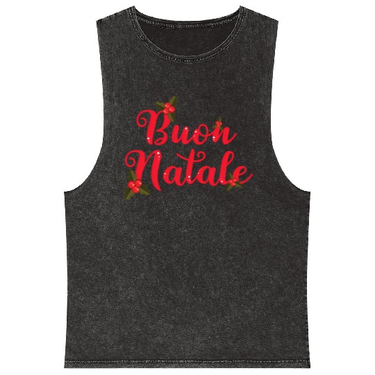 Buon Natale Italian Merry Greeting Italy Mineral Wash Tank Tops