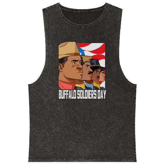 National Buffalo Soldiers Day July 28Th Patriotic Mineral Wash Tank Tops