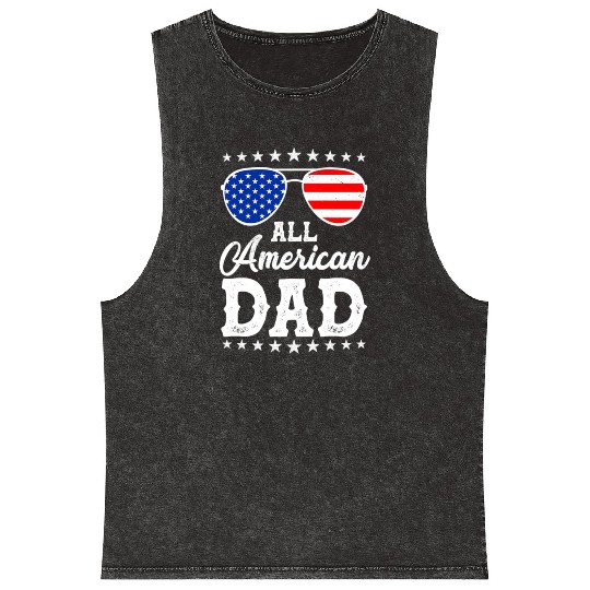 4th Of July Patriotic American Dad Us Mineral Wash Tank Tops