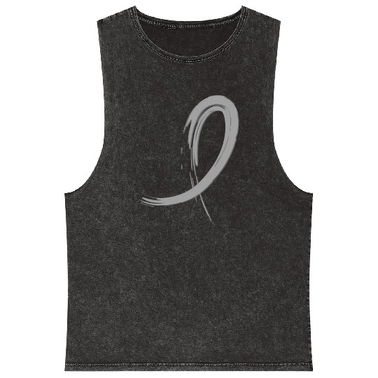 Brain Cancer Grey Graffiti Awareness Ribbon Mineral Wash Tank Tops