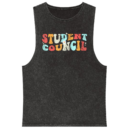Vintage Student Council groovy retro back to schoo Mineral Wash Tank Tops