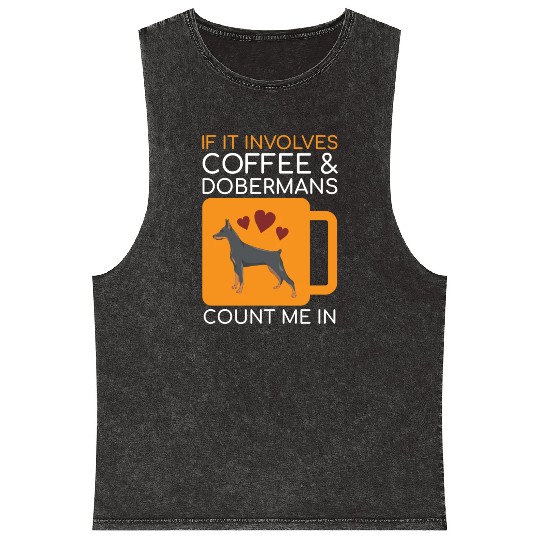 Coffee Doberman Lover Mineral Wash Tank Tops
