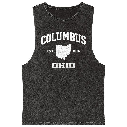 Columbus Ohio Oh State Athletic Style Mineral Wash Tank Tops