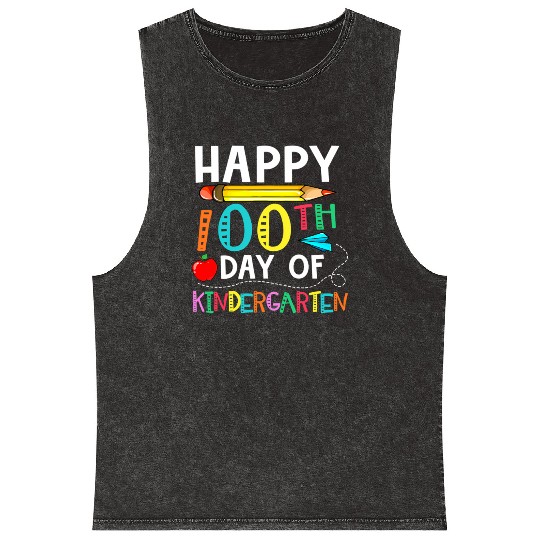 100 Days Of Kindergarten Happy 100Th Day Of School Mineral Wash Tank Tops